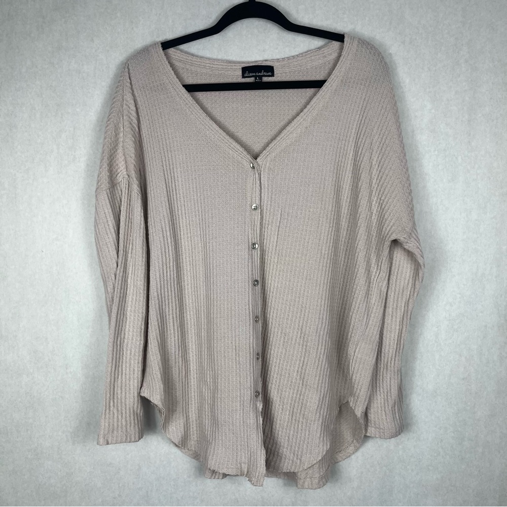 Alison Andrews Light Pink Long Sleeve Sweater Top Womens Size L
